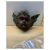 CHERUB WALL PLAQUE, HAND-PAINTED, CAST