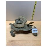 TELEFLORA BRASS INKWELL STAND, ART NOUVEAU STYLE,