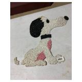 MELTED PLASTIC DOG WALL DECOR, BLACK AND WHITE