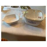 CORNING WARE PETITE PAN, WHITE CERAMIC, BLUE