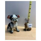 CERAMIC DOG FIGURINES, TWO PIECES, JAPAN.