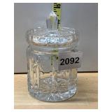 CRYSTAL COVERED JAR, STARBURST PATTERN, FACETED