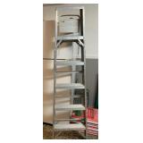 ALUMINUM STEP LADDER, FOLDING, PLATFORM TOP.