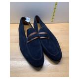 MAGNANNI FLEX NAVY SUEDE PENNY LOAFERS, BROWN
