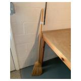 WOOD HANDLE BROOM, NATURAL FIBER BRISTLES, METAL