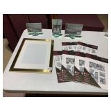 GOLD-TONE METAL PICTURE FRAME, GLASS TABLETOP