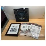 ORNATE CARVED BLACK WOOD WALL MIRROR, RECTANGULAR
