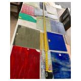 ASSORTED STAINED ART GLASS SHEETS, MULTICOLORED,