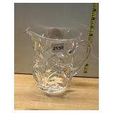 CRYSTAL PITCHER, LEAF PATTERN, CLEAR GLASS,