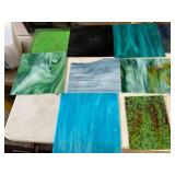 ASSORTED STAINED GLASS SHEETS, VARIOUS COLORS,