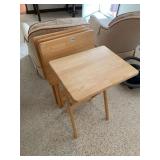 FOLDING TRAY TABLES, LIGHT WOOD FINISH, X-FRAME