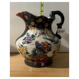 JAPANESE PORCELAIN PITCHER, HAND-PAINTED FLORAL