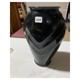 ART DECO STYLE VASE, BLACK GLAZED CERAMIC,