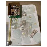 ASSORTED BEVELED GLASS PANELS, MIRROR TILES,