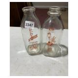WELDONIAN-MINGES DAIRY GLASS MILK BOTTLES, ORANGE