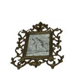 BRASS FILIGREE FRAME, ORNATE SCROLLWORK, STANDING