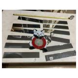 STAINED GLASS CAT FIGURE, MIRRORED GLASS STRIPS,