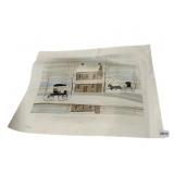 JOHN MATASSA PRINT, HORSE AND CARRIAGE, SIGNED,