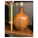 STUDIO POTTERY VASE, EARTHENWARE, BROWN GLAZE,