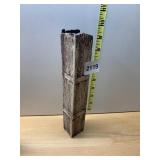 CERAMIC VASE, FAUX WOOD TEXTURE, SQUARE COLUMN