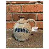 SALT-GLAZED STONEWARE JUG, SPECKLED GLAZE, COBALT