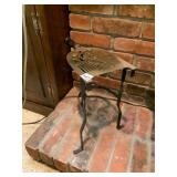 BRASS AND IRON FIREPLACE TRIVET, PIERCED FLORAL