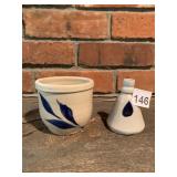 MARTINSBURG POTTERY STONEWARE CROCK, BLUE LEAF