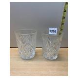 CRYSTAL TUMBLERS, ETCHED DAISY PATTERN, DIAMOND