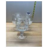 CRYSTAL BRANDY SNIFTERS, DIAMOND CUT PATTERN,