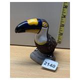 CERAMIC TOUCAN FIGURINE, HAND-PAINTED, STYLIZED