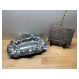 SILVER-PLATE CORN MOTIF SERVING TRAY, METAL