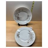 D&CO LIMOGES PORCELAIN PLATES, FLORAL MOTIF, GILT