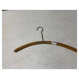 WOODEN CLOTHES HANGER, CURVED DESIGN, METAL HOOK,