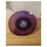 ART GLASS BOWL, PURPLE AND WHITE MOTTLED DESIGN,