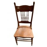 OAK CHAIR, SPINDLE BACK, CARVED CREST RAIL, WOOD