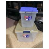 HEFTY HI-RISE STORAGE TOTE, CLEAR PLASTIC, PURPLE