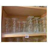 CRYSTAL WINE GLASSES, FACETED DIAMOND-CUT STEMS,
