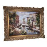 OIL PAINTING, EUROPEAN STREET SCENE, IMPASTO
