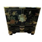 ORIENTAL STYLE CABINET, BLACK LACQUER FINISH,