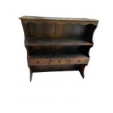 WOOD WALL SHELF, THREE TIERS, SCALLOPED APRON,
