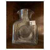 CLEAR GLASS DECANTER, ROUND CENTER PANEL, WIDE