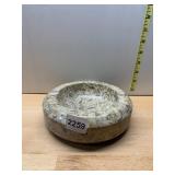 FOSSIL STONE ASHTRAY, CIRCULAR, POLISHED FINISH.