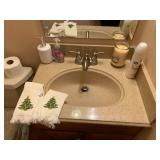 BATHROOM ACCESSORY SET, INCLUDES EMBROIDERED