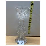 CRYSTAL VASE, DIAMOND CUT PATTERN, FLARED RIM,