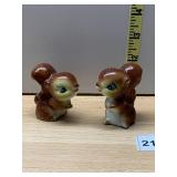 CERAMIC SQUIRREL SALT AND PEPPER SHAKERS,
