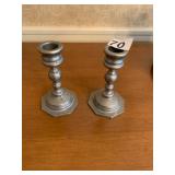 METAL CANDLESTICKS, OCTAGONAL BASES, MOLDED