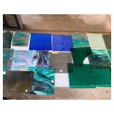 ASSORTED STAINED GLASS SHEETS, VARIOUS TEXTURES,