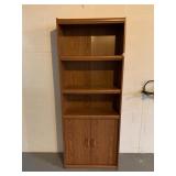 WOOD LAMINATE BOOKCASE, OPEN SHELVING, LOWER