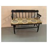 WOOD STOOL, BLACK PAINTED FINISH, SPINDLE BACK,