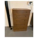 WOOD LAMINATE CHEST OF DRAWERS, FIVE DRAWER